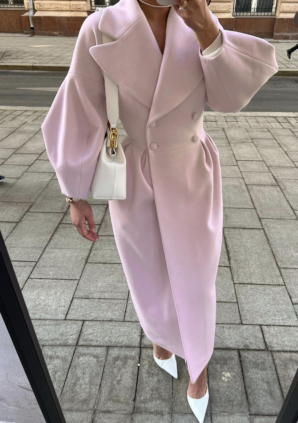 Double-Breasted Maxi Coat for Women - Long Sleeve - Image 7