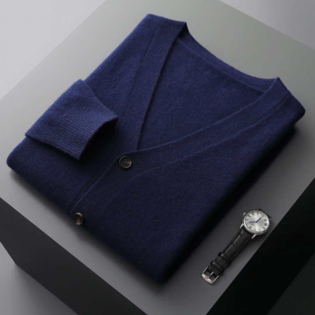 V-Neck Cardigan Sweater for Men - Button Front - Image 11