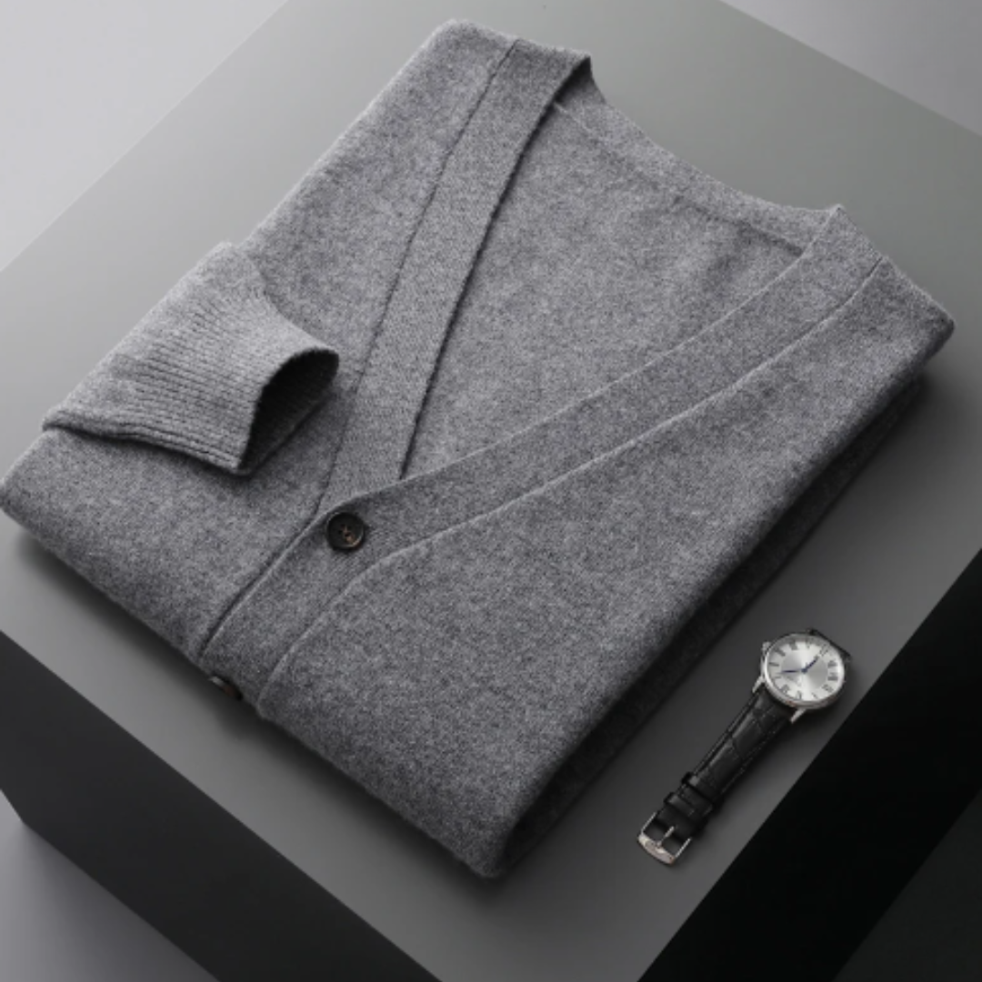 V-Neck Cardigan Sweater for Men - Button Front - Image 10