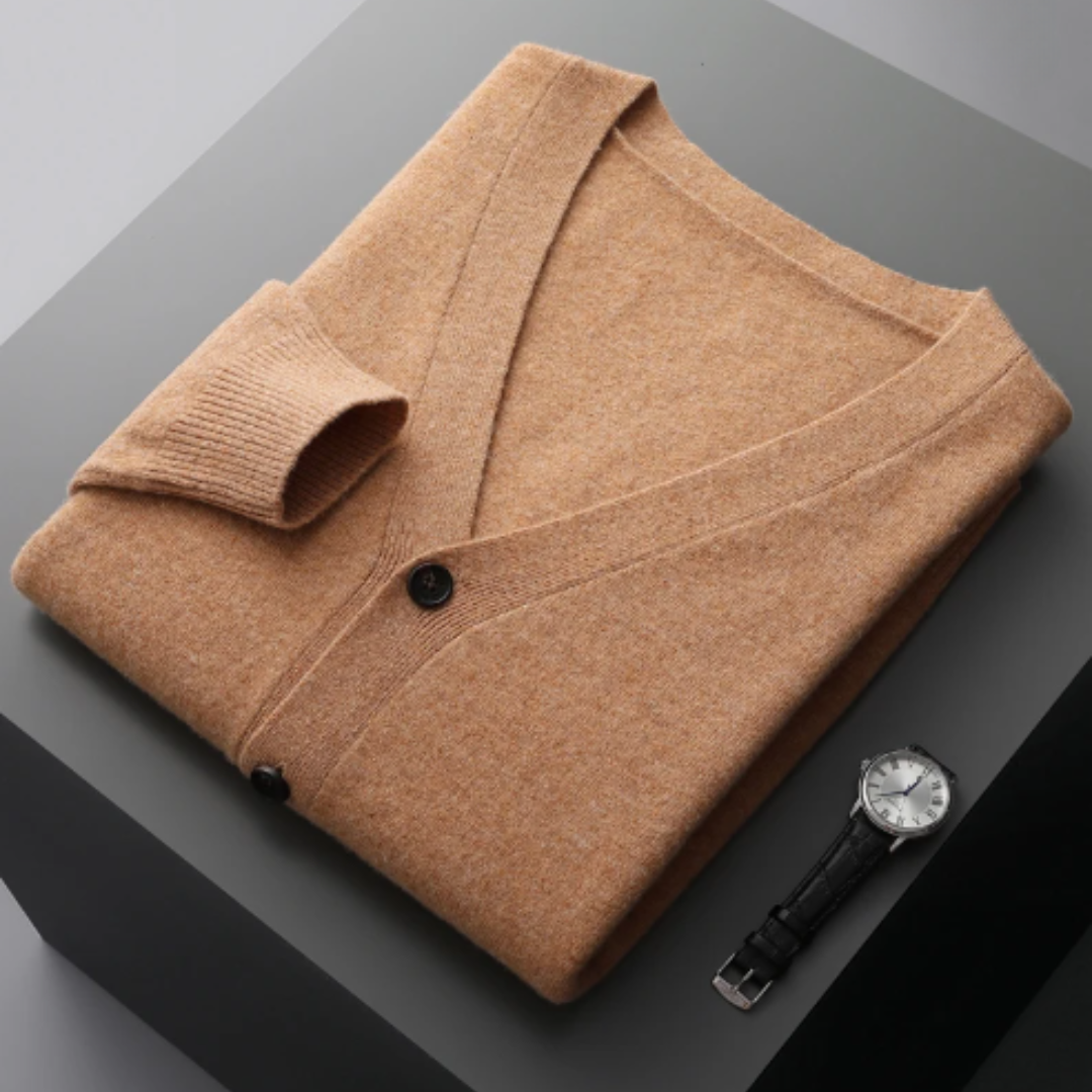 V-Neck Cardigan Sweater for Men - Button Front - Image 16