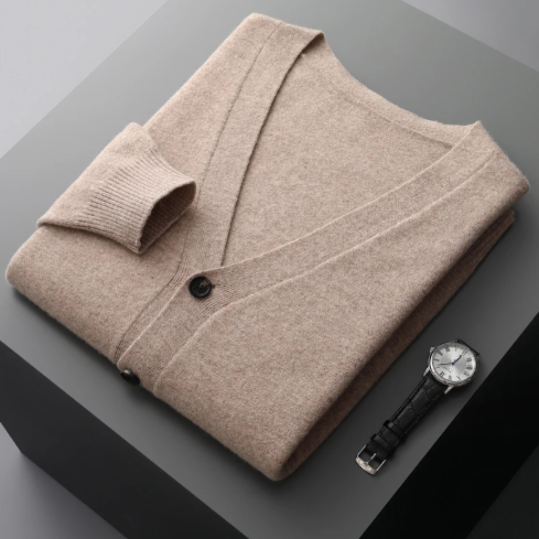 V-Neck Cardigan Sweater for Men - Button Front - Image 1
