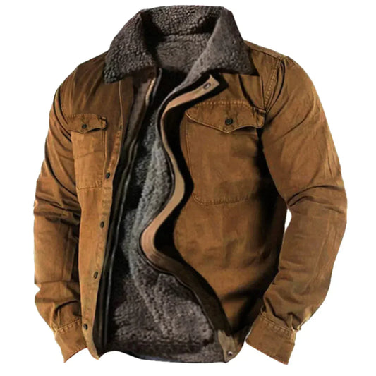 Sherpa Collar Jacket for Men - Button Front - Image 1