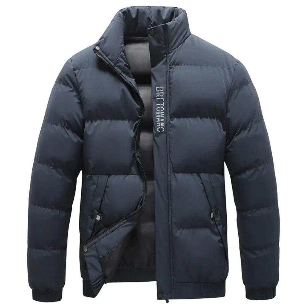 Quilted Puffer Jacket for Men - Stand Collar - Image 1