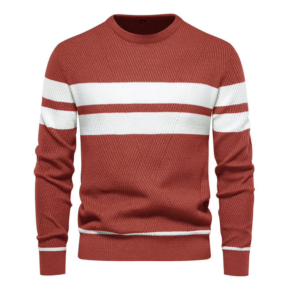 Crew Neck Sweater for Men - Striped - Image 4