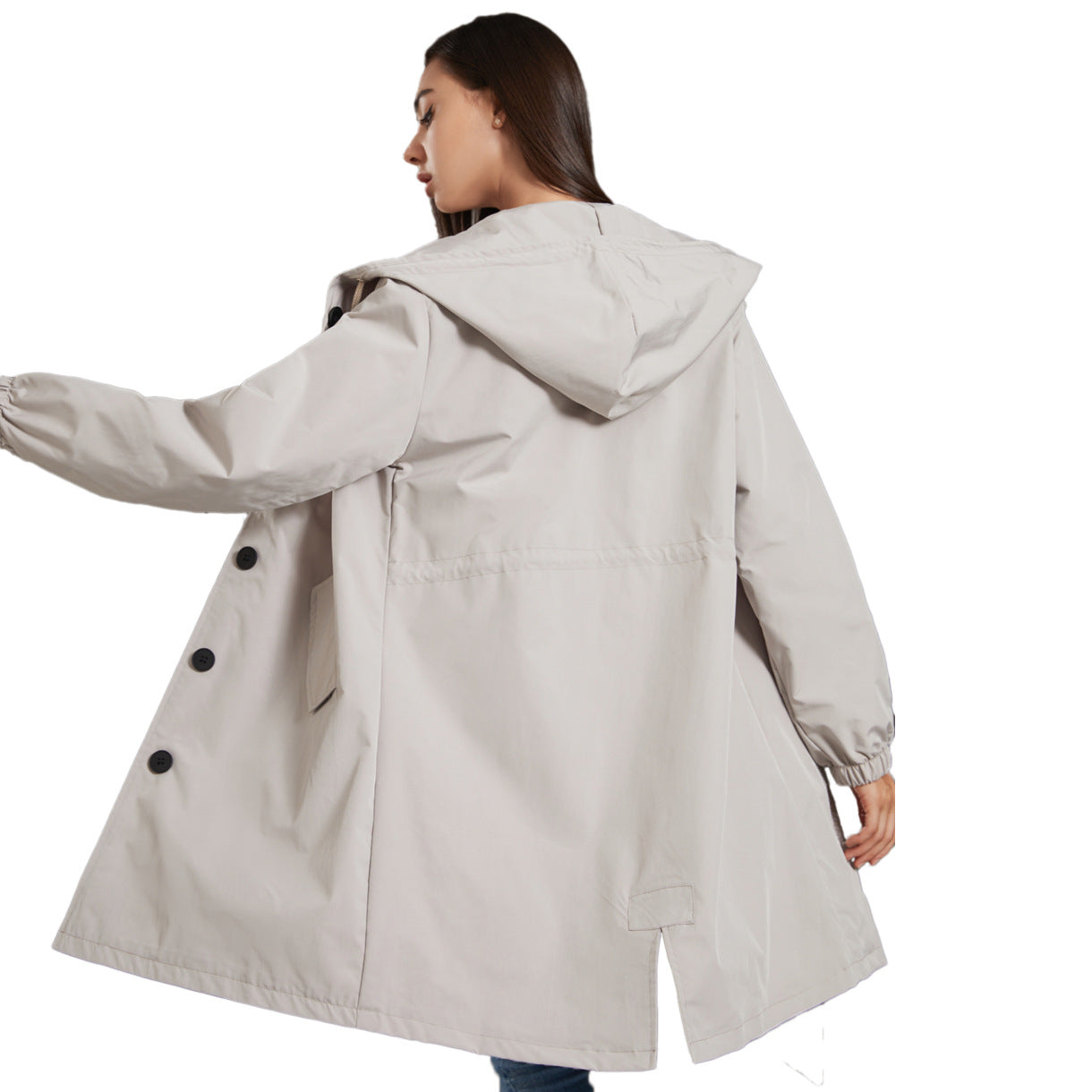 Hooded A-Line Coat for Women - Button Front - Image 2