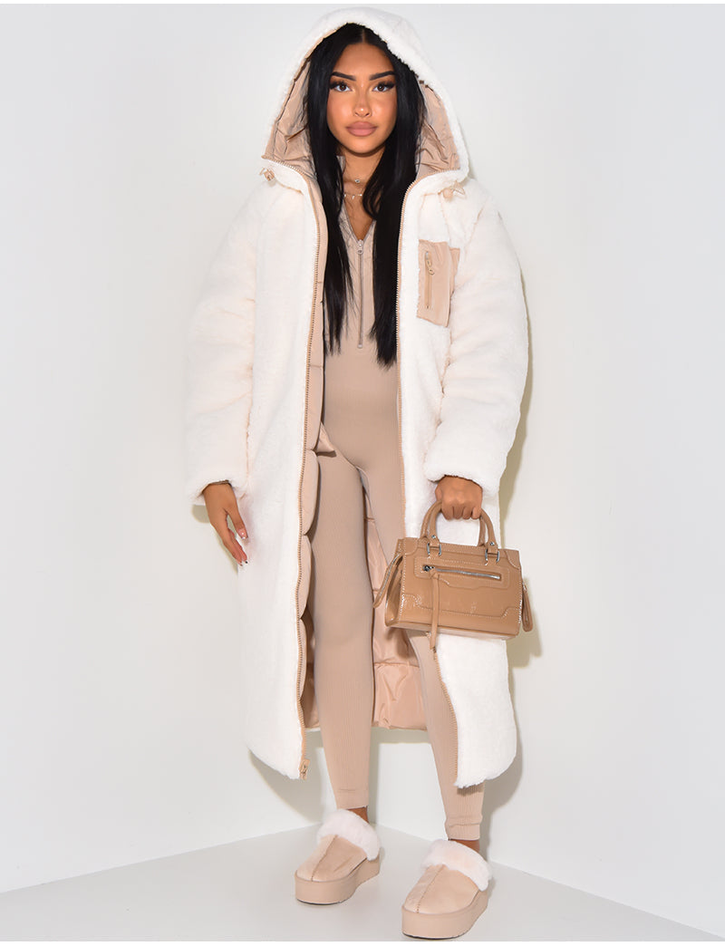 Long Puffer Jacket for Women - Hooded - Image 5
