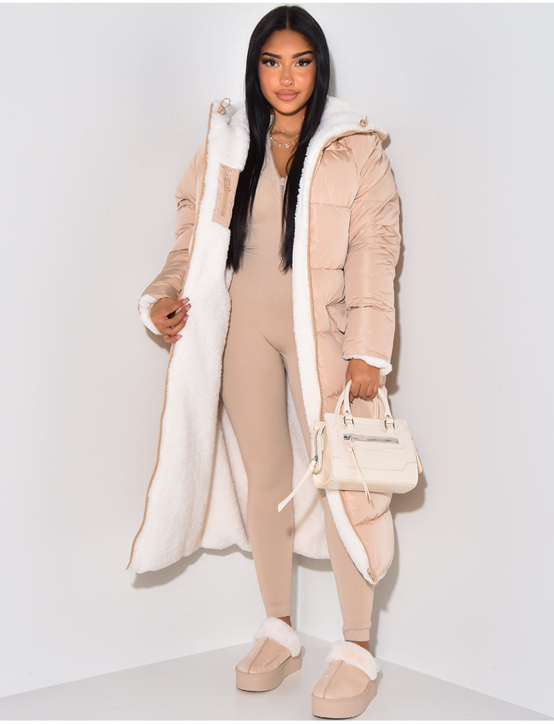 Long Puffer Jacket for Women - Hooded - Image 6