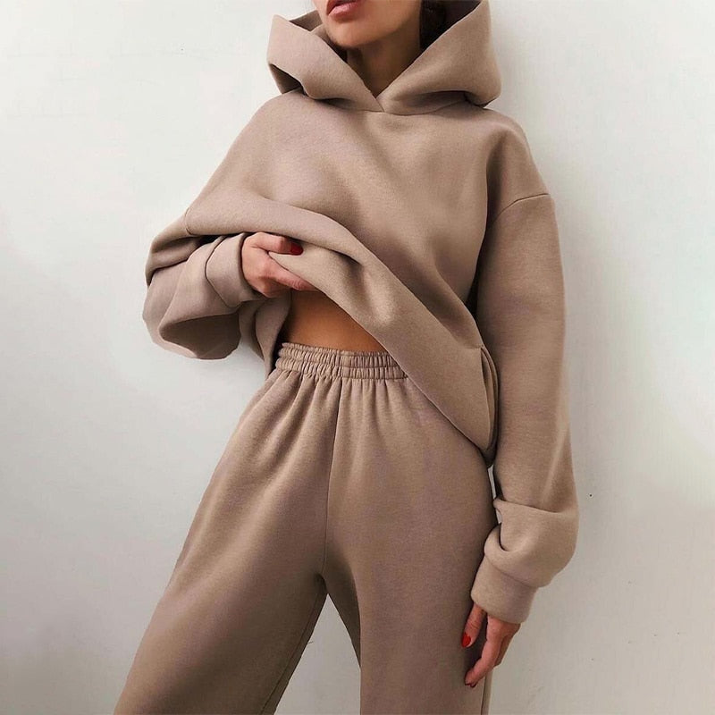 Hoodie Sweatpants Loungewear Set for Women - Elastic Waist - Image 6
