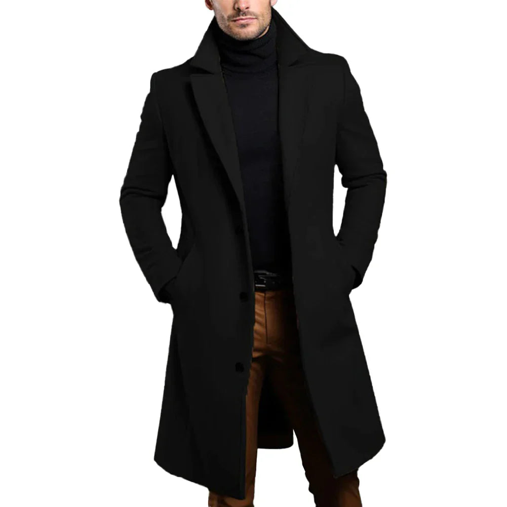 Long Overcoat Coat for Men - Notched Lapel - Image 3