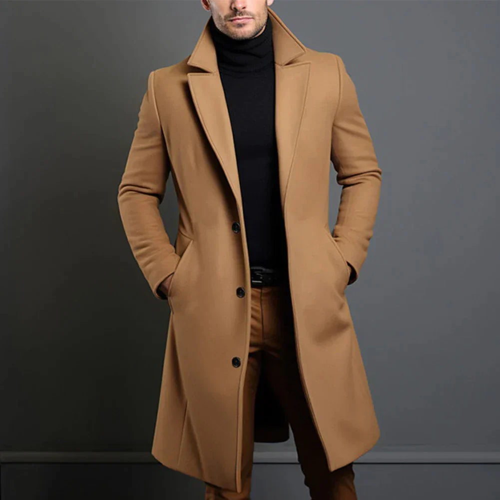 Long Overcoat Coat for Men - Notched Lapel - Image 1