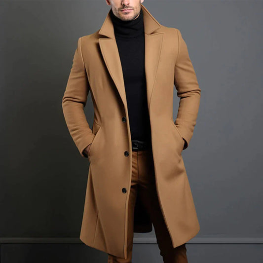Long Overcoat Coat for Men - Notched Lapel - Image 1