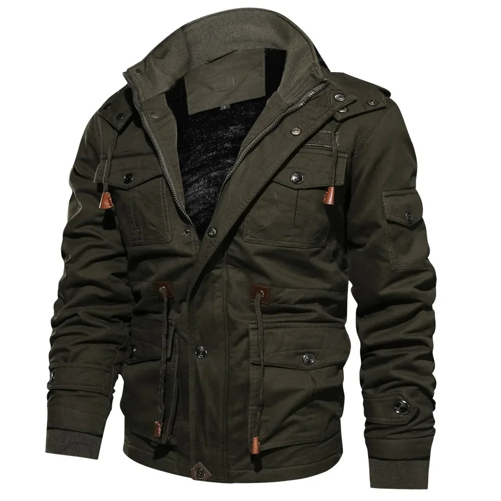 Military Cargo Jacket for Men - Detachable Hood - Image 6