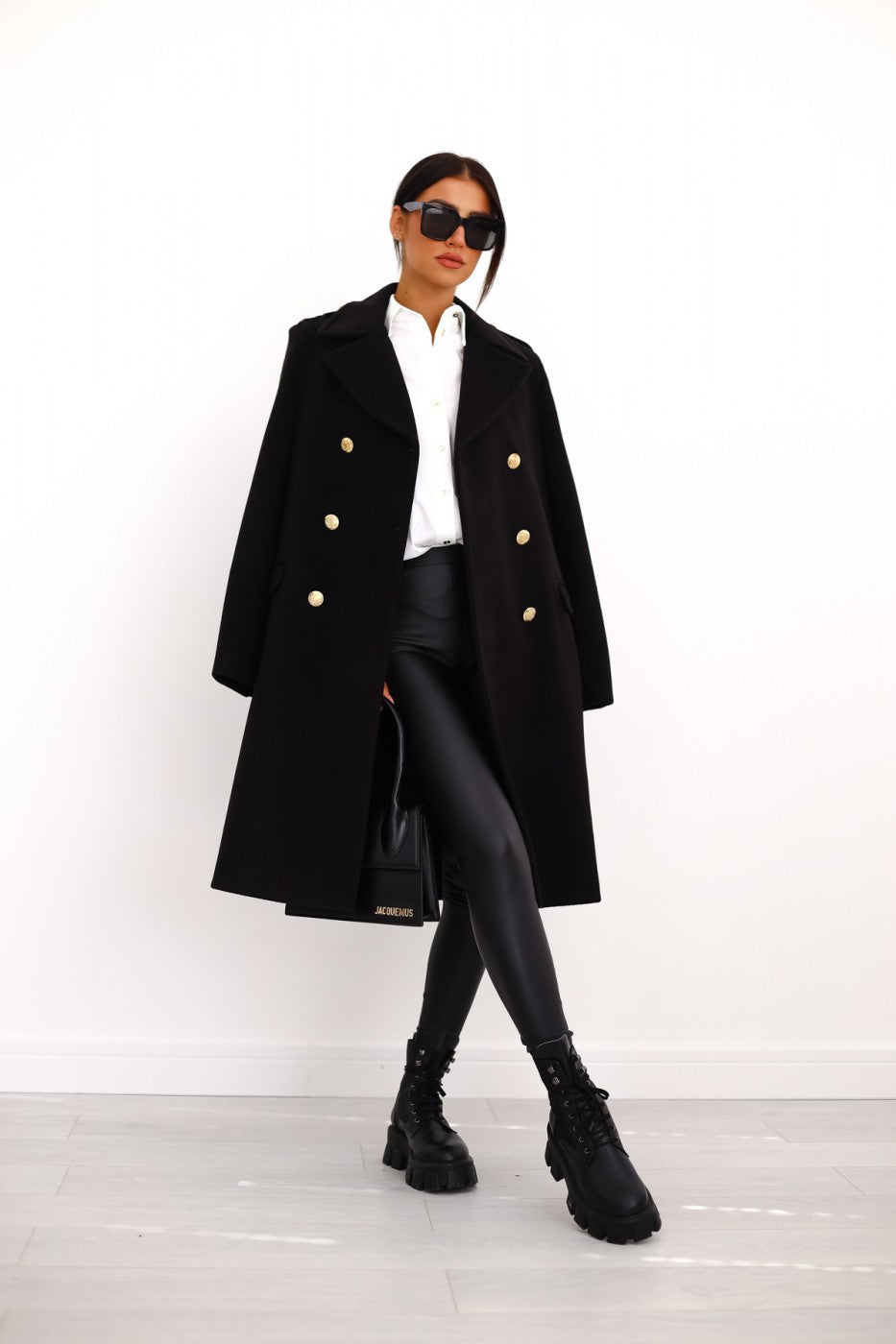 Double-Breasted Long Coat for Women - Button Front - Image 2