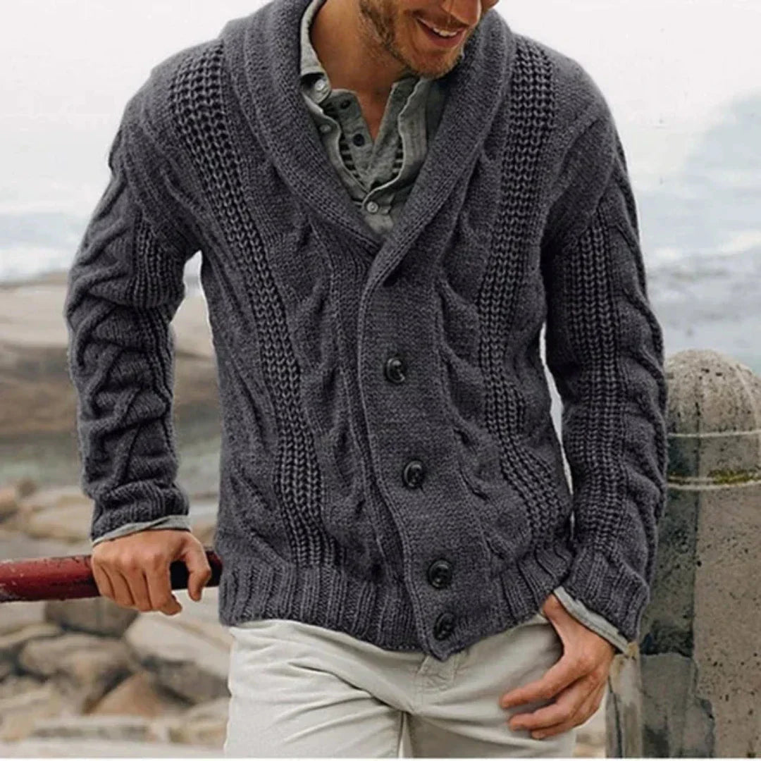 Shawl Collar Cardigan Sweater for Men - Button Front - Image 3