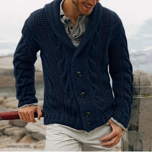 Shawl Collar Cardigan Sweater for Men - Button Front - Image 1