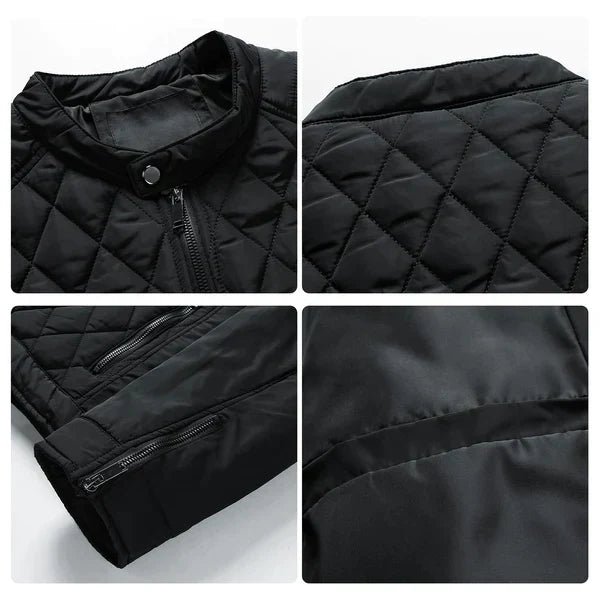 Quilted Bomber Jacket for Men - Shoulder Patches - Image 5