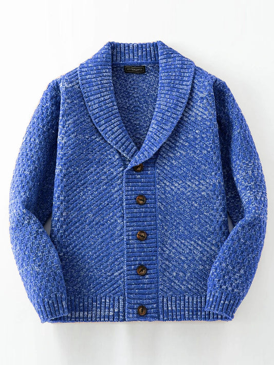 Shawl Collar Sweater for Men - Button Front - Image 1