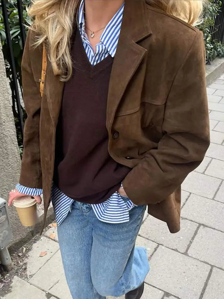 Oversized Blazer Jacket for Women - Long Sleeve - Image 3