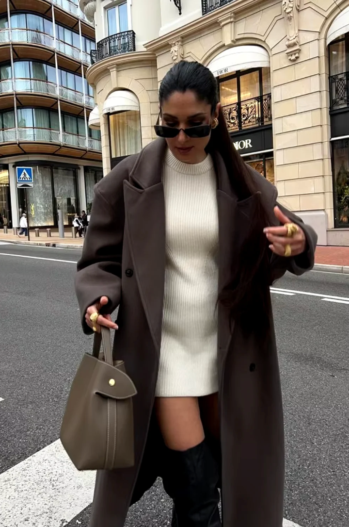 Oversized Long Coat for Women - Double-Breasted - Image 5