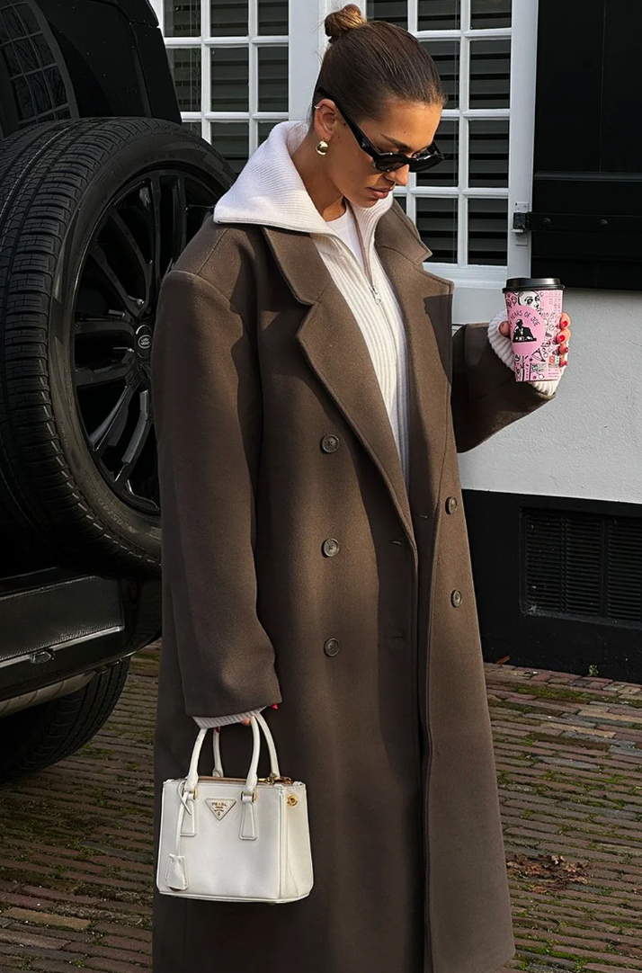 Oversized Long Coat for Women - Double-Breasted - Image 4