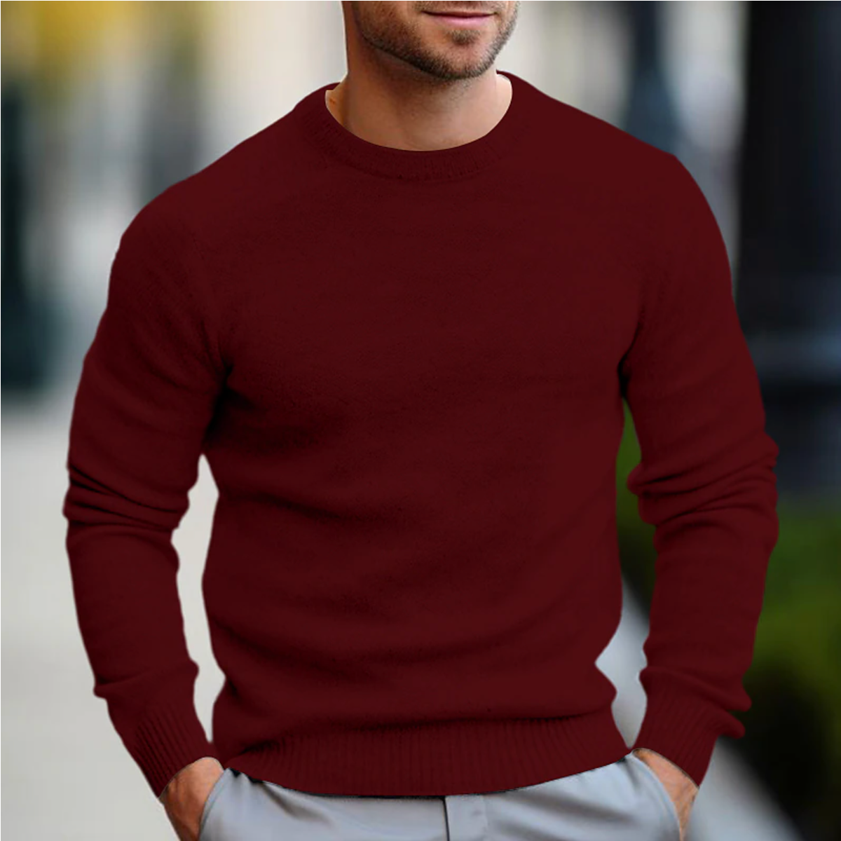 Crew Neck Sweater for Men - Long Sleeve - Image 4