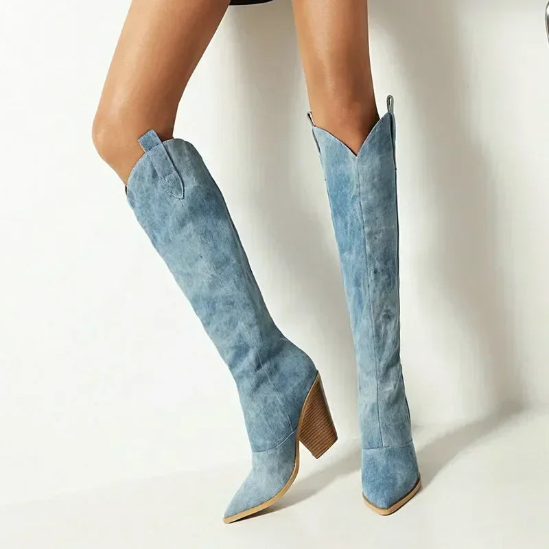 Western Knee High Boots for Women - Pointed Toe - Image 3