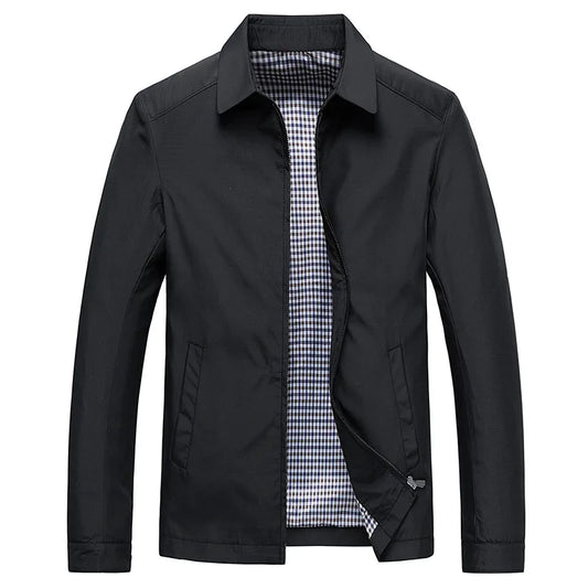 Casual Collared Zip Up Jacket for Men - Button Cuff - Image 1