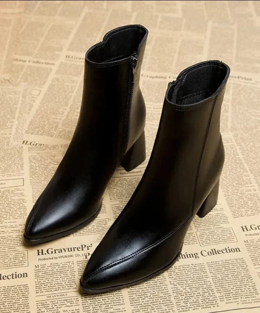 Heeled Ankle Boots for Women - Pointed Toe - Image 1