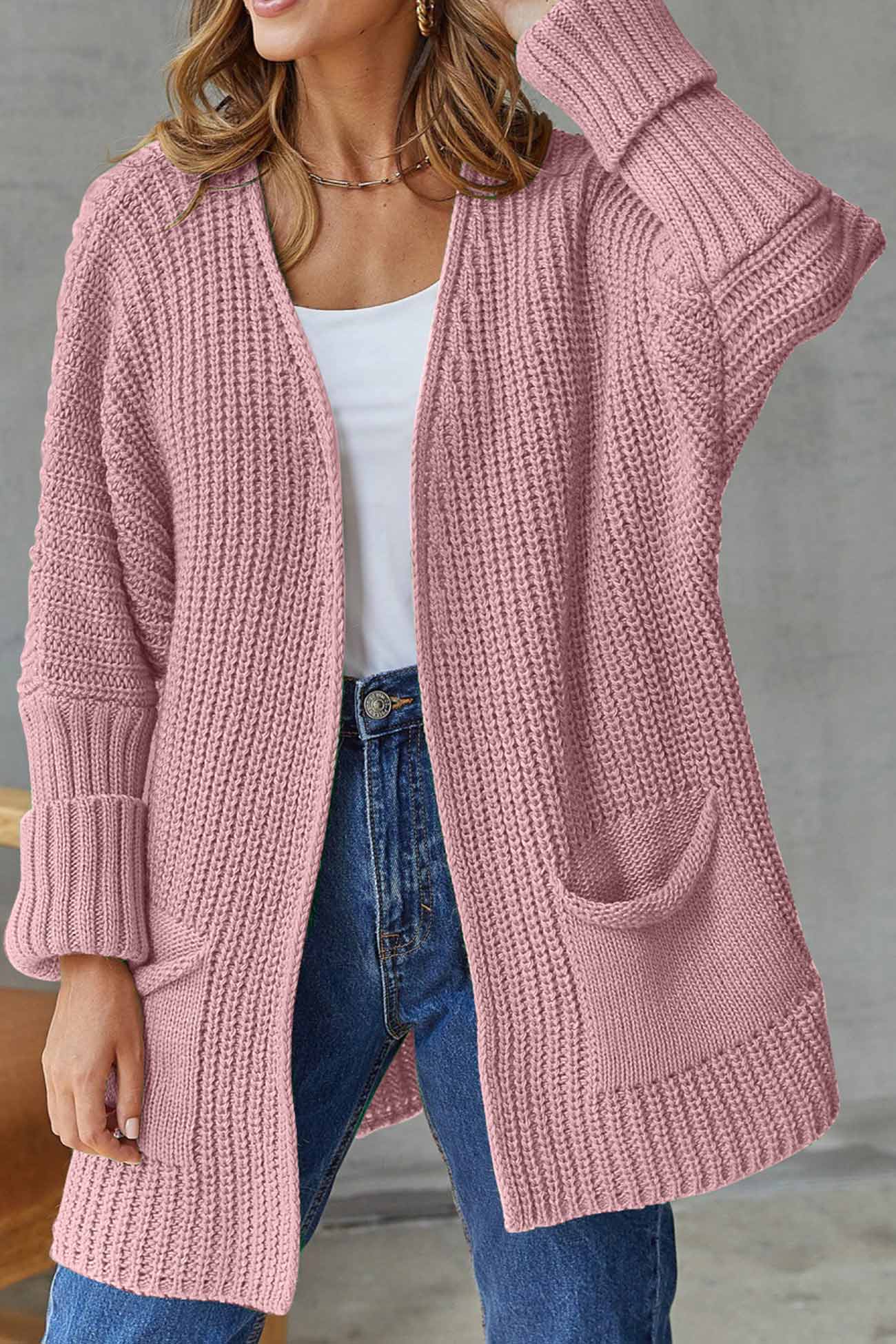 Open Front Cardigan Sweater for Women - Pocket Cardigan - Image 8