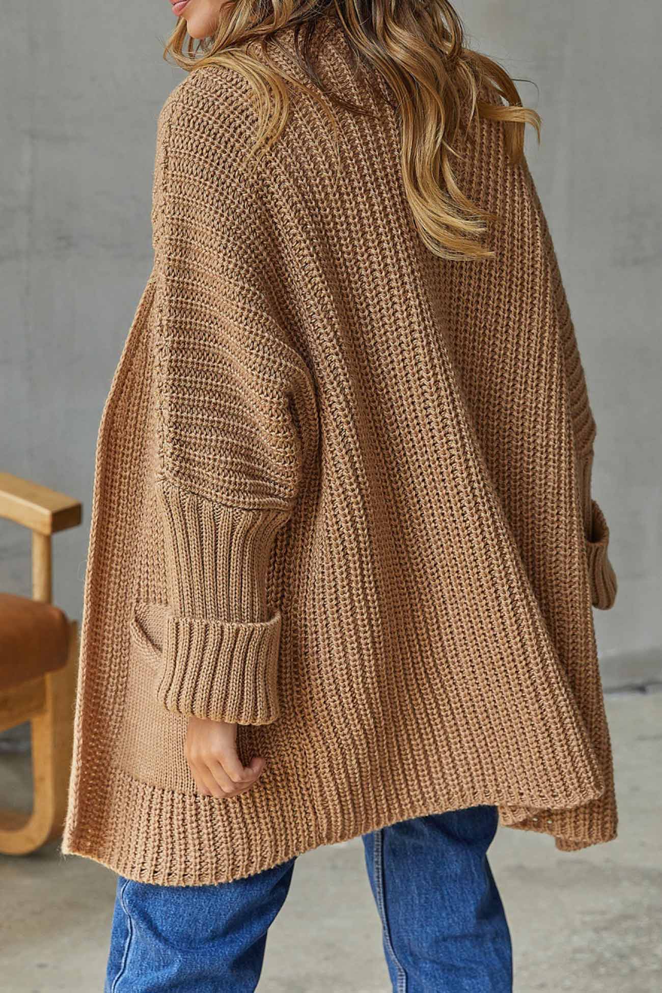 Open Front Cardigan Sweater for Women - Pocket Cardigan - Image 3