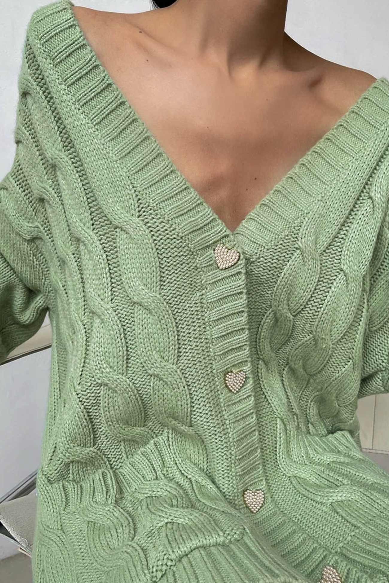 Cable Knit Cardigan for Women - Oversized - Image 4