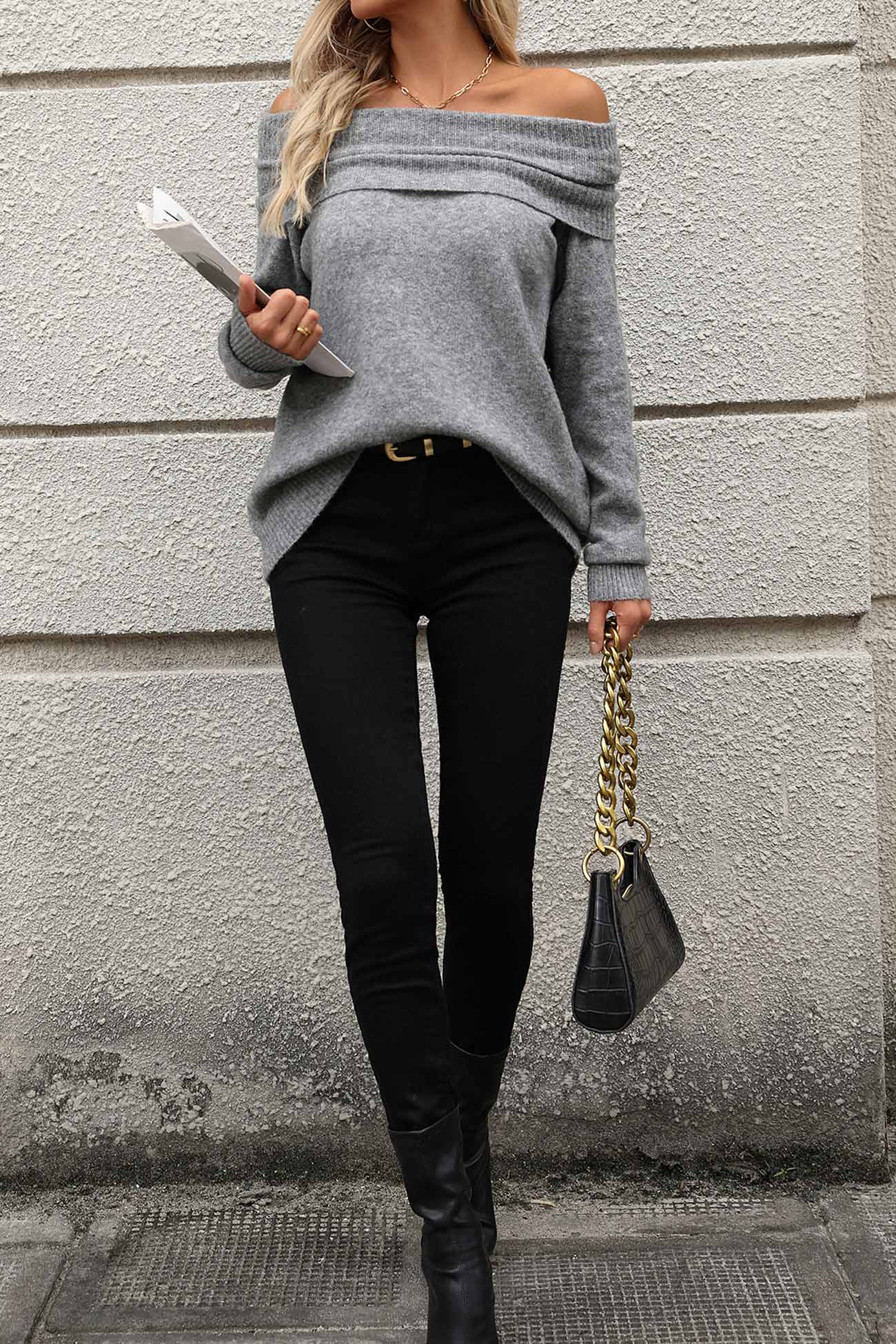 Cowl Neck Sweater for Women - Relaxed - Image 6