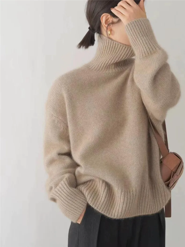 Turtleneck Oversized Sweater for Women - Long Sleeve - Image 4