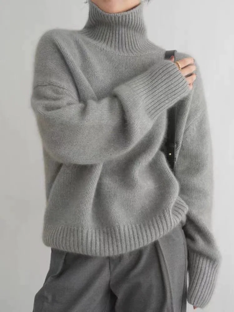 Turtleneck Oversized Sweater for Women - Long Sleeve - Image 2