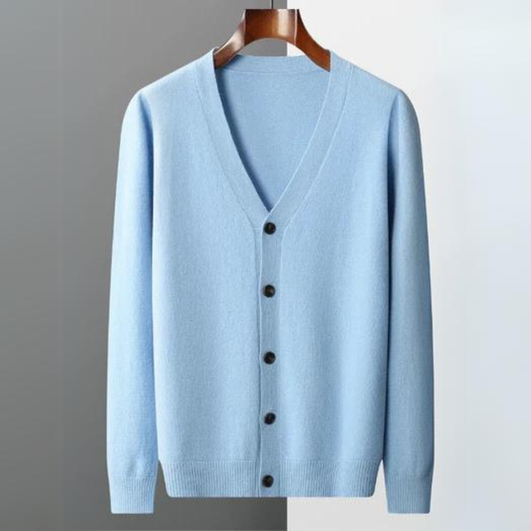 V-Neck Cardigan Sweater for Men - Button Front - Image 6