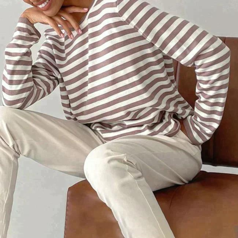 Striped Pullover Sweater for Women - Relaxed - Image 5