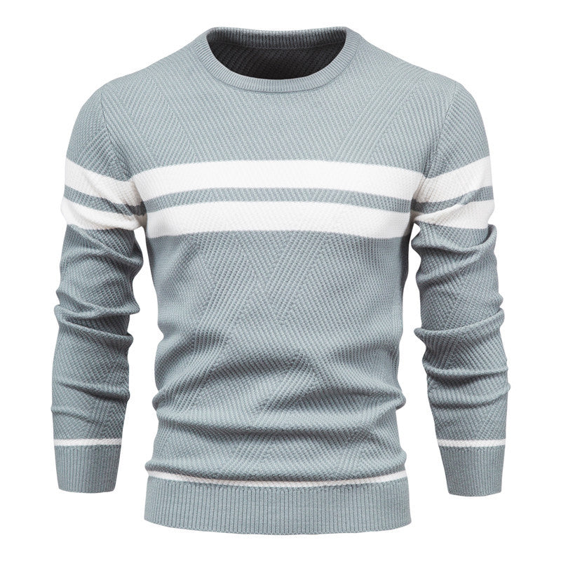 Crew Neck Sweater for Men - Striped - Image 2