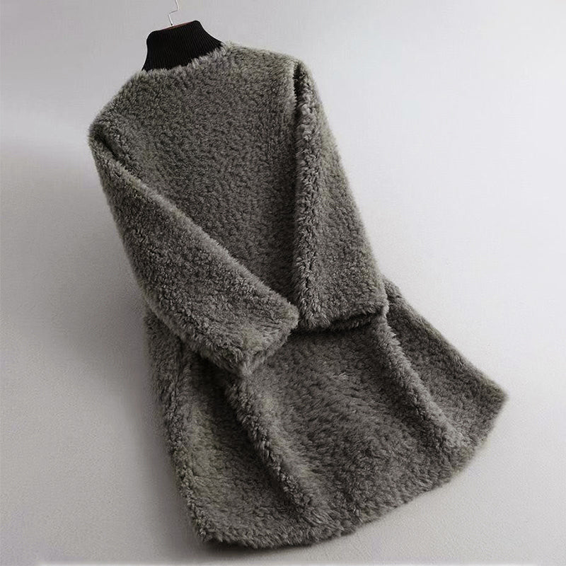 Relaxed Fit Long Coat for Women - Open Front - Image 6