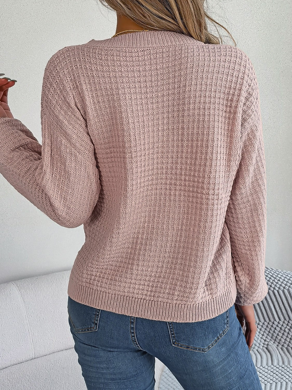 Cable Knit Pullover Sweater for Women - Relaxed - Image 2