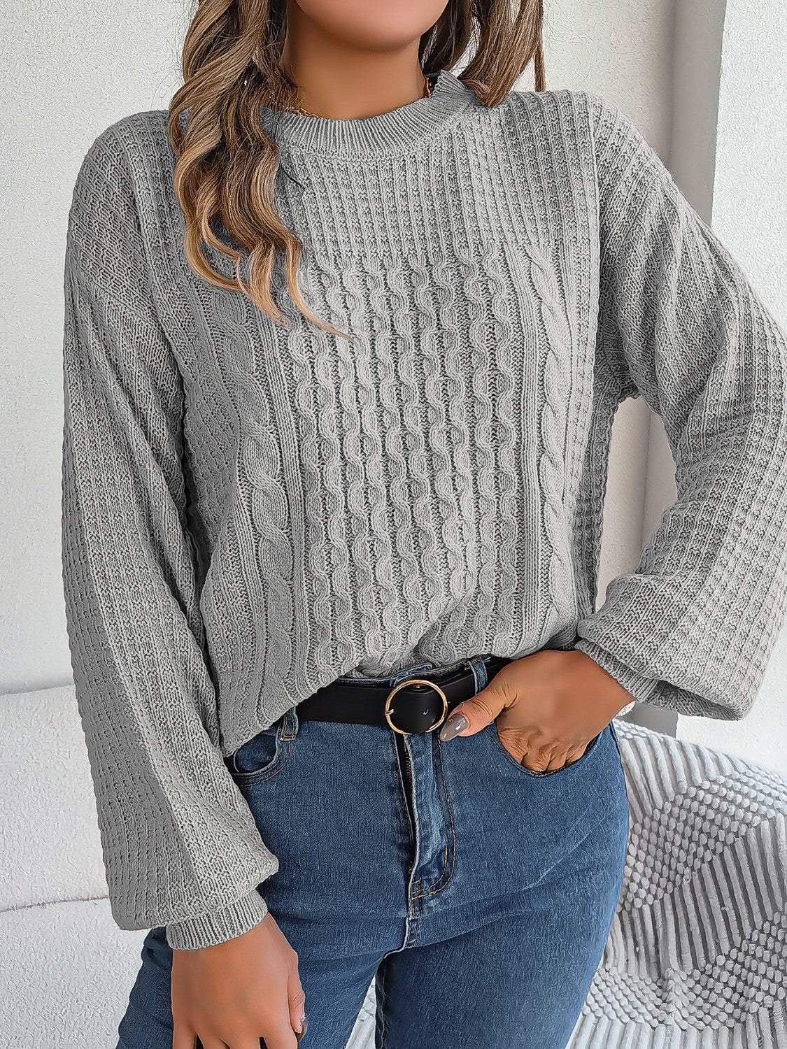 Cable Knit Pullover Sweater for Women - Relaxed - Image 10