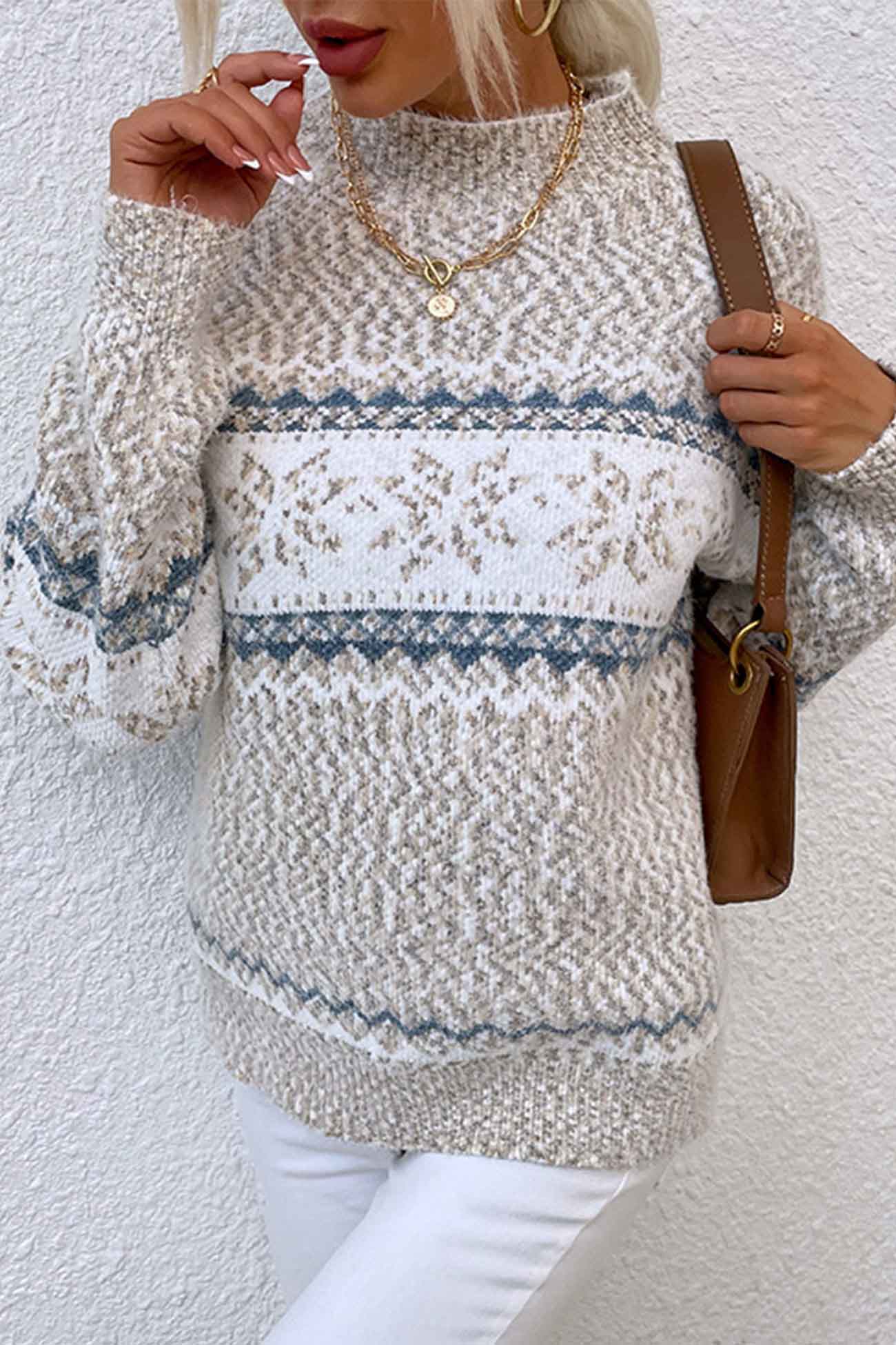 Fair Isle Crew Neck Sweater for Women - Relaxed - Image 4