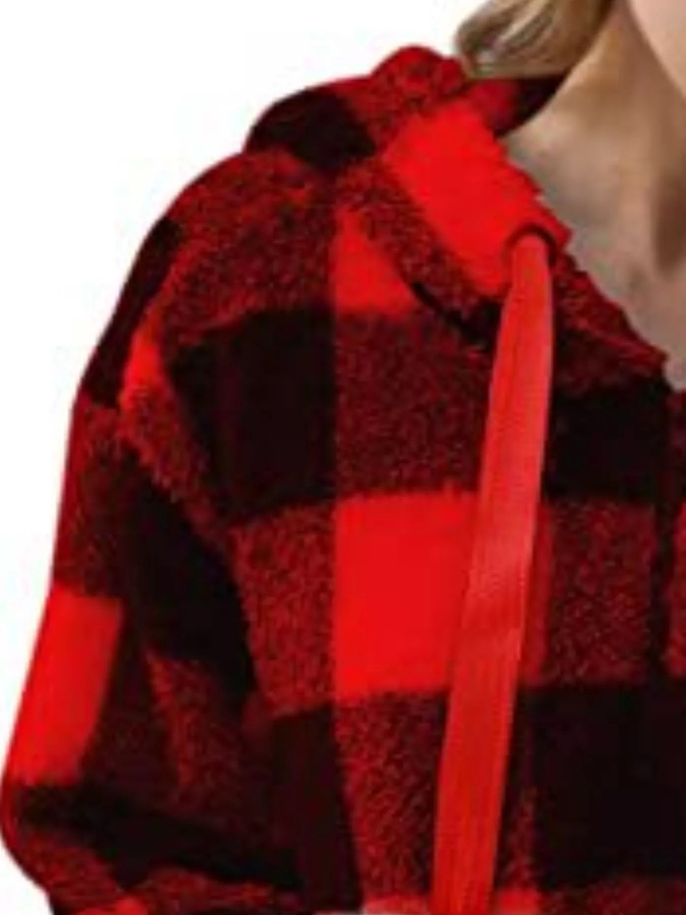 Plaid Hooded Pullover for Women - Half-Zip - Image 21
