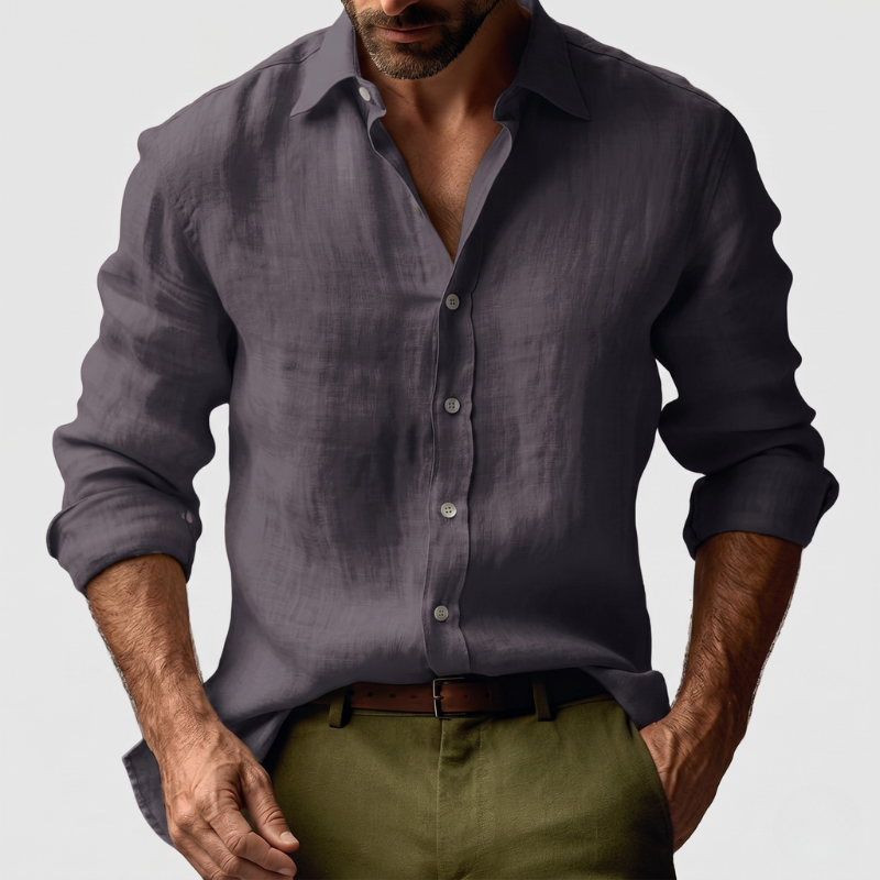 Button-Down Long Sleeve Shirt for Men - Regular Fit - Image 2