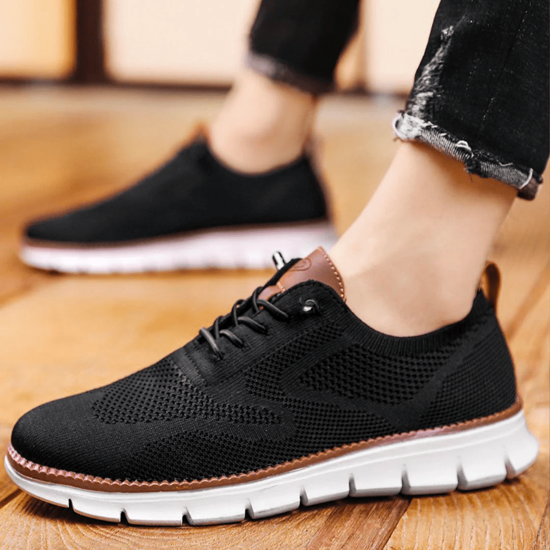 Lace-Up Sneakers for Men - Round Toe Perforated Upper - Image 2