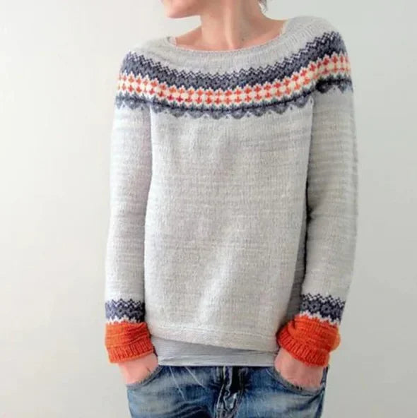 Crew Neck Fair Isle Sweater for Women - Image 1