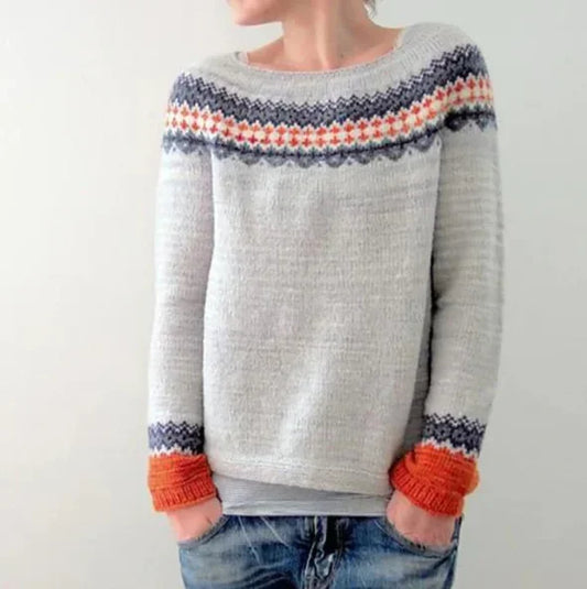 Crew Neck Fair Isle Sweater for Women - Image 1