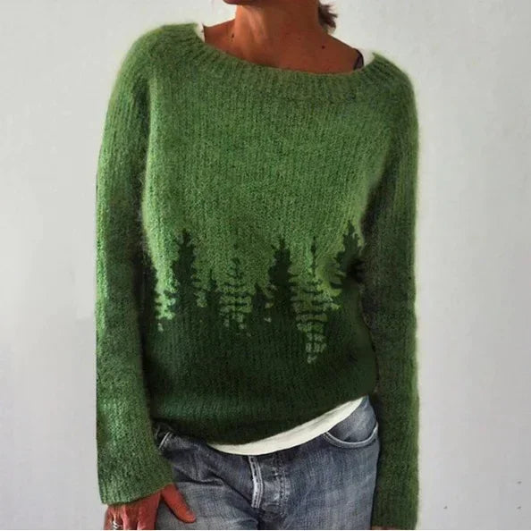 Crew Neck Fair Isle Sweater for Women - Image 3