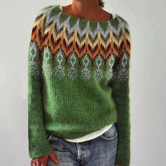 Crew Neck Fair Isle Sweater for Women - Image 5