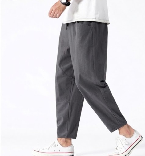 Cropped Drawstring Pants for Men - Loose Fit - Ankle - Image 1