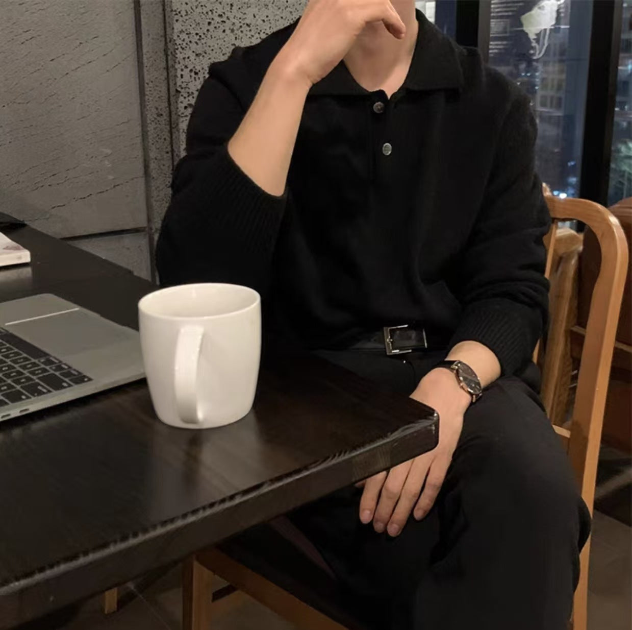 Polo Sweater for Men - Button Front - Image 7